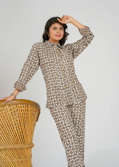 Mocha Petal Cotton Co-Ord Set