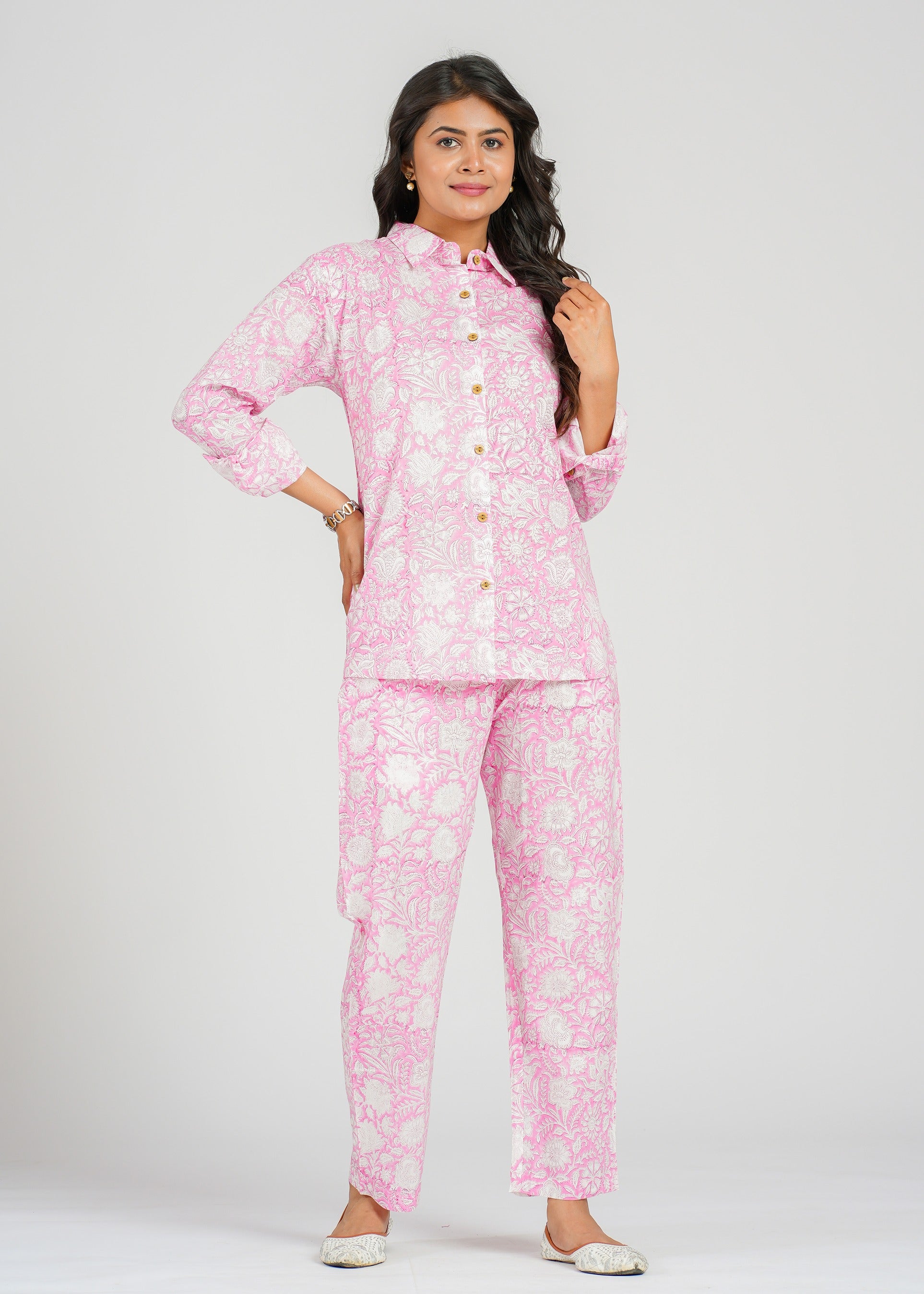 Pink Jaal Printed Cotton Co-Ord set