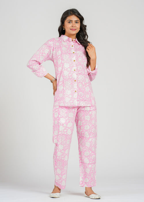 Pink Jaal Printed Cotton Co-Ord set