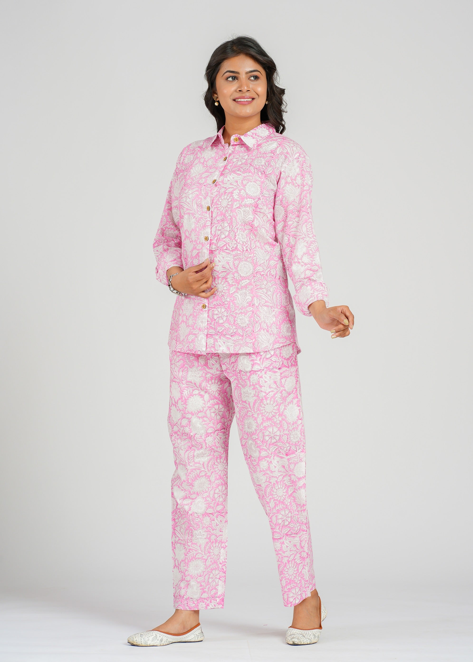Pink Jaal Printed Cotton Co-Ord set