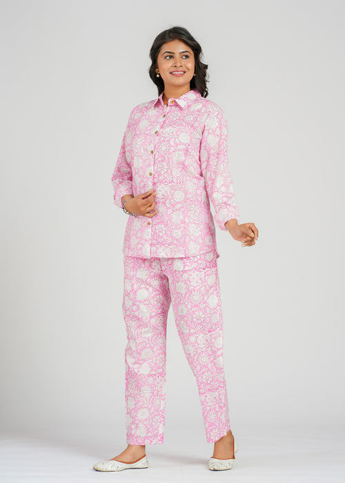 Pink Jaal Printed Cotton Co-Ord set