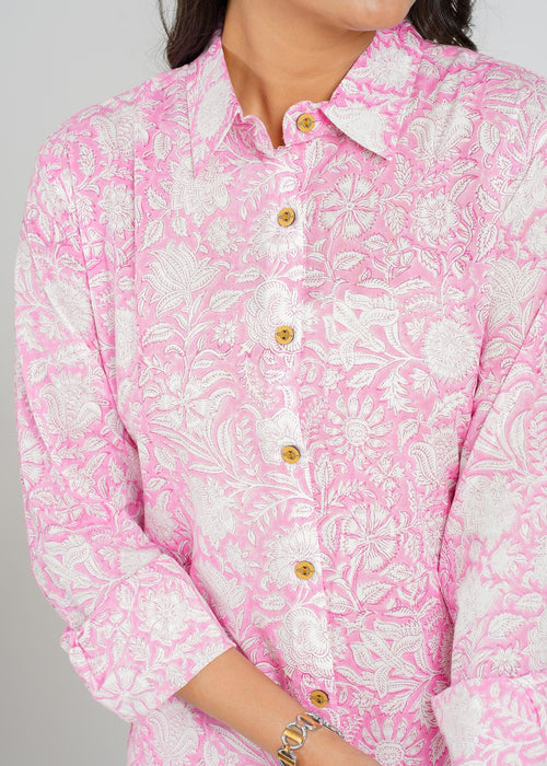Pink Jaal Printed Cotton Co-Ord set