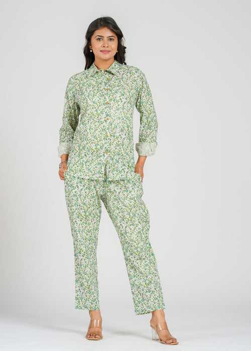 Mint Green Floral Printed Co-Ord set