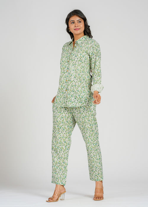 Mint Green Floral Printed Co-Ord set