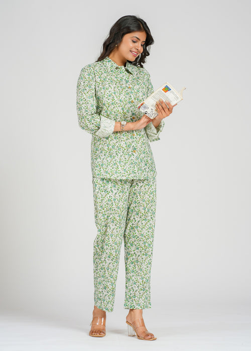 Mint Green Floral Printed Co-Ord set