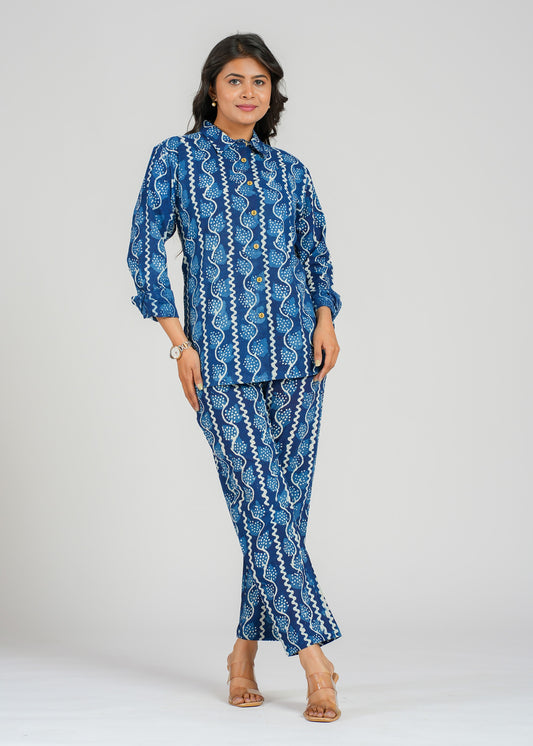 Natural Indigo Printed Co-Ord Set