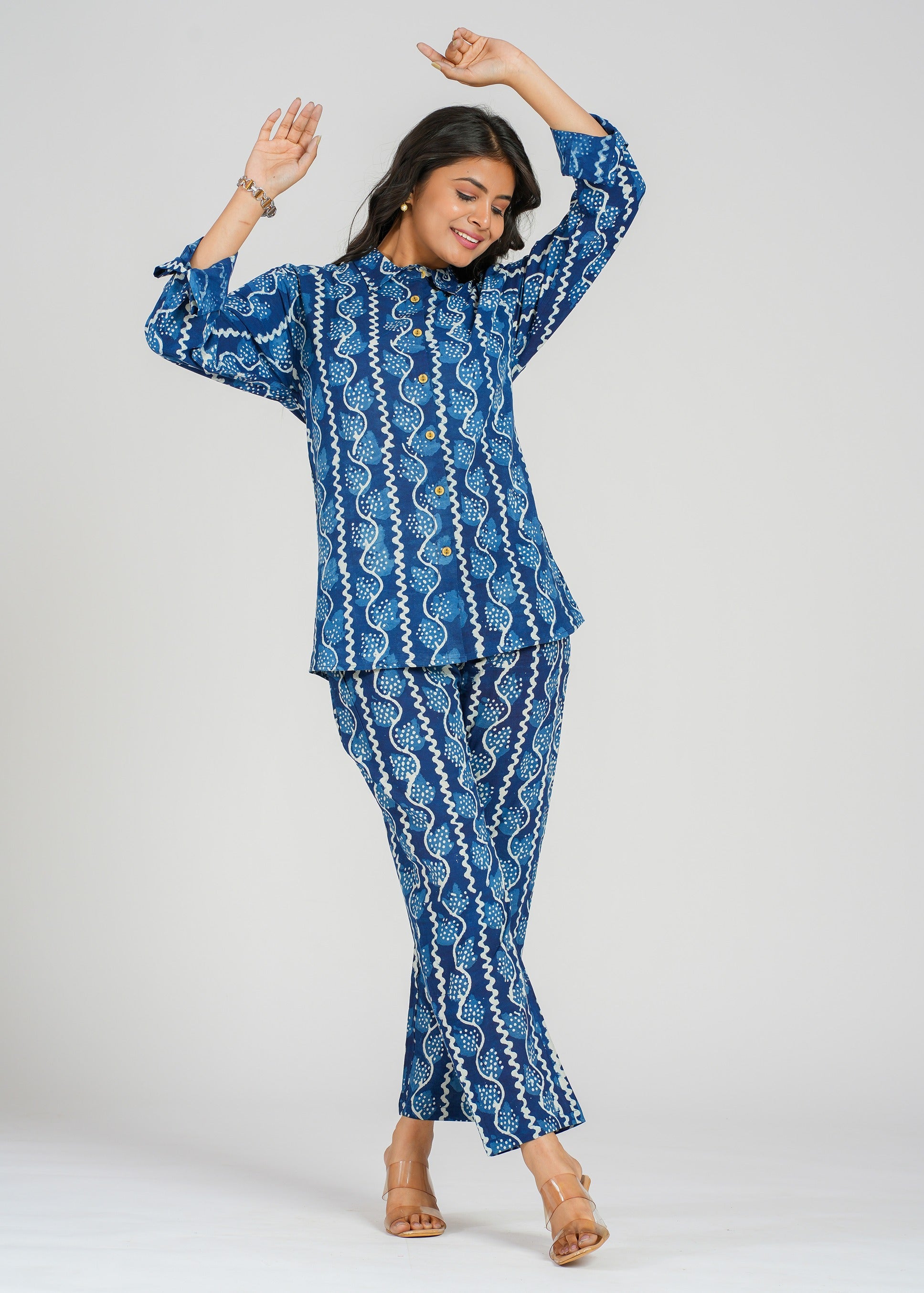 Natural Indigo Printed Co-Ord Set