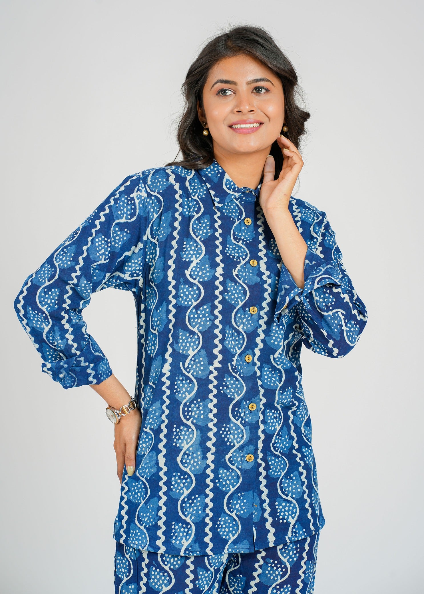 Natural Indigo Printed Co-Ord Set