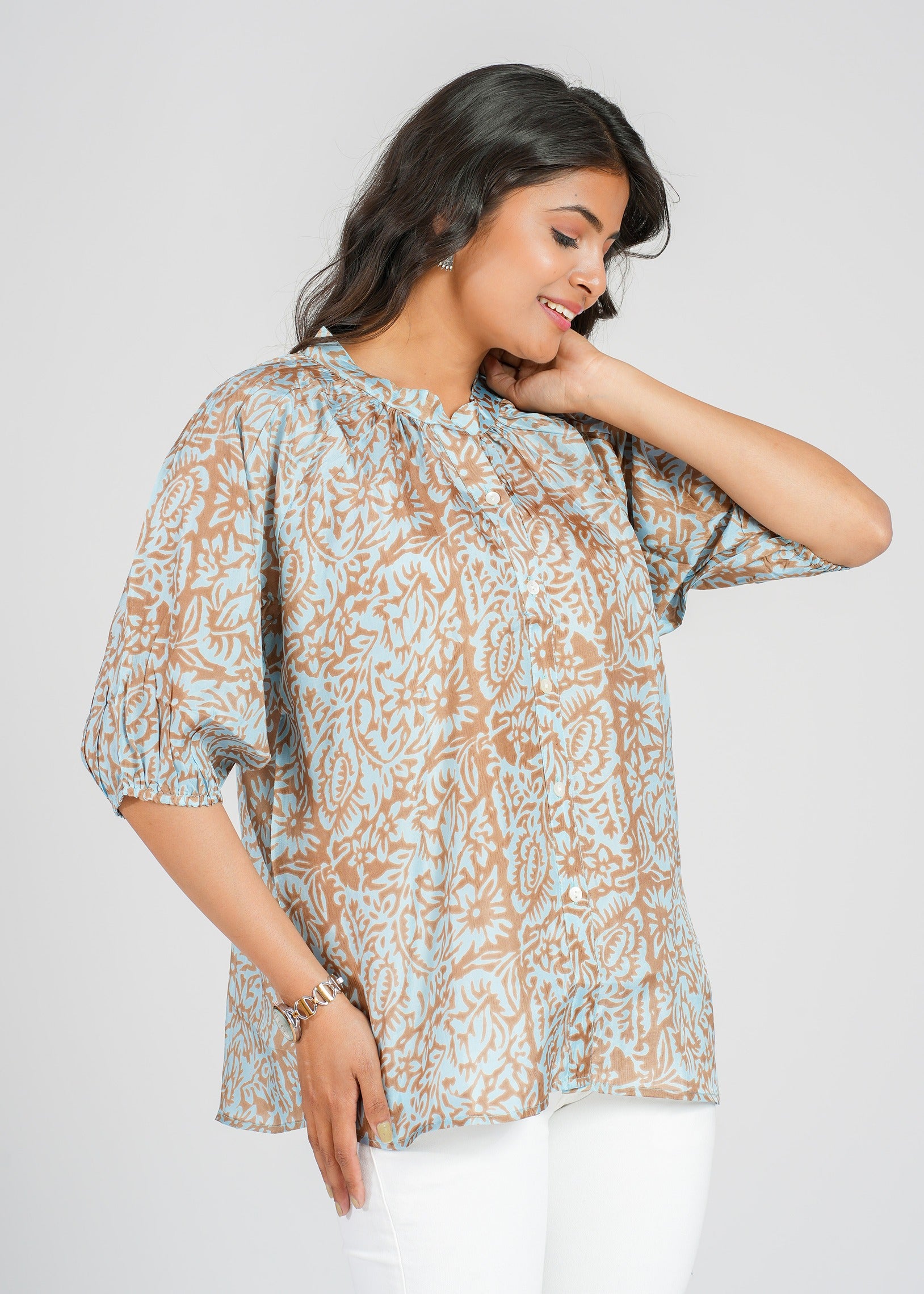 Barnett Habotai Silk Top, Riverbed