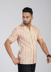 COTTON BLOCK PRINTED SLIM FIT SHIRT