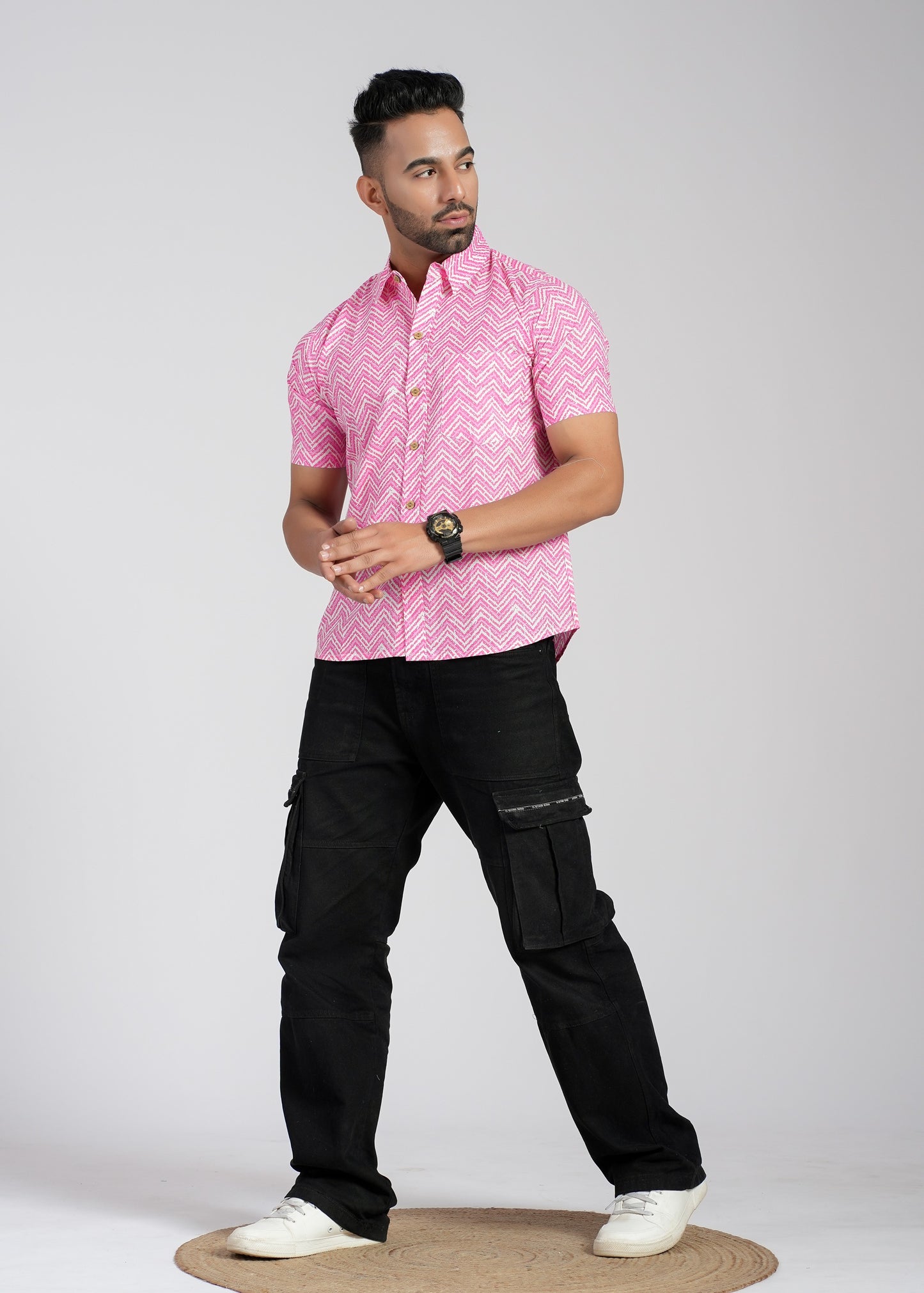 COTTON BLOCK PRINTED HALF SLEEVE SHIRT