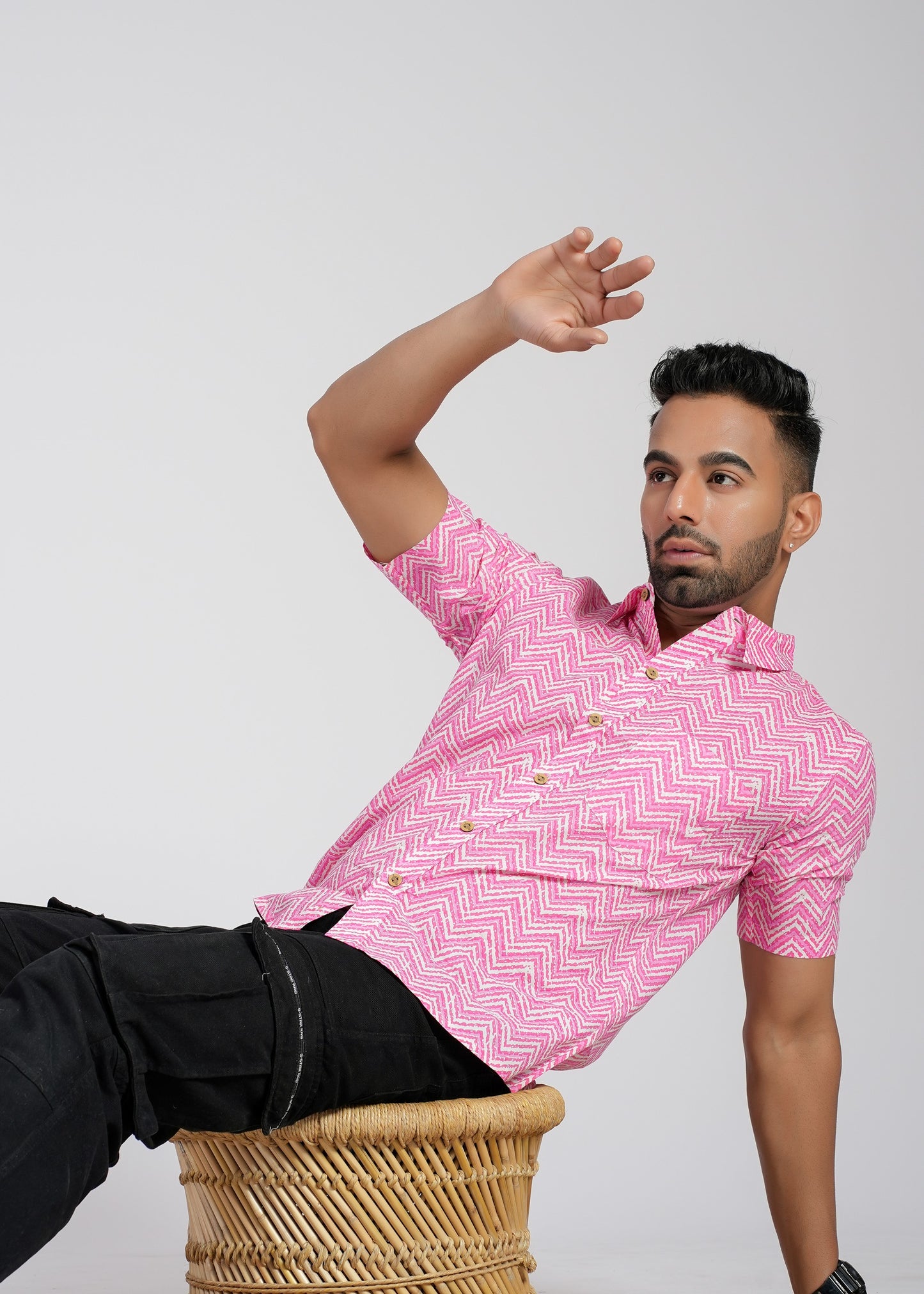 COTTON BLOCK PRINTED HALF SLEEVE SHIRT