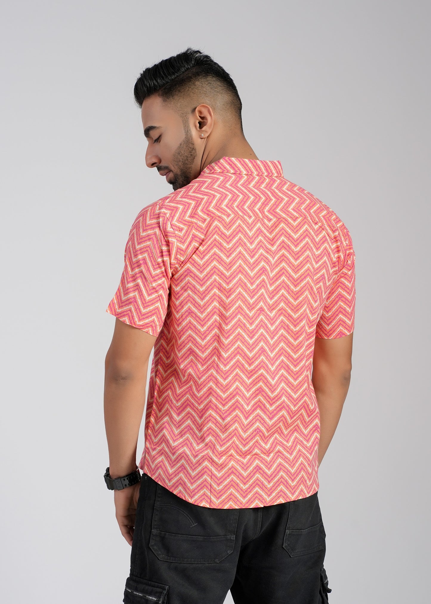 COTTON BLOCK PRINTED HALF SLEEVE SHIRT