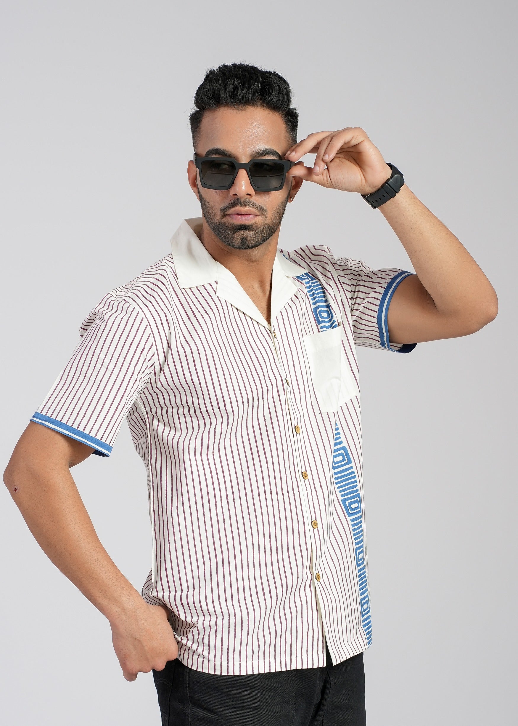 Cotton Poplin Half Sleeve Printed Shirt