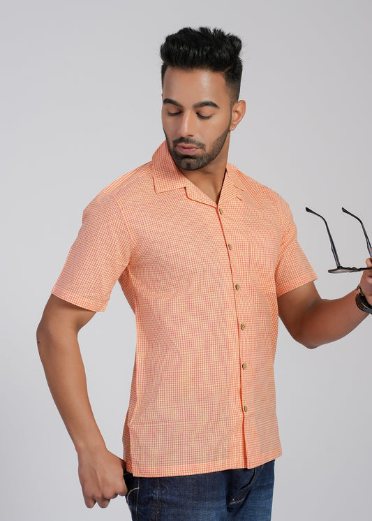 COTTON BLOCK PRINTED SLIM FIT SHIRT