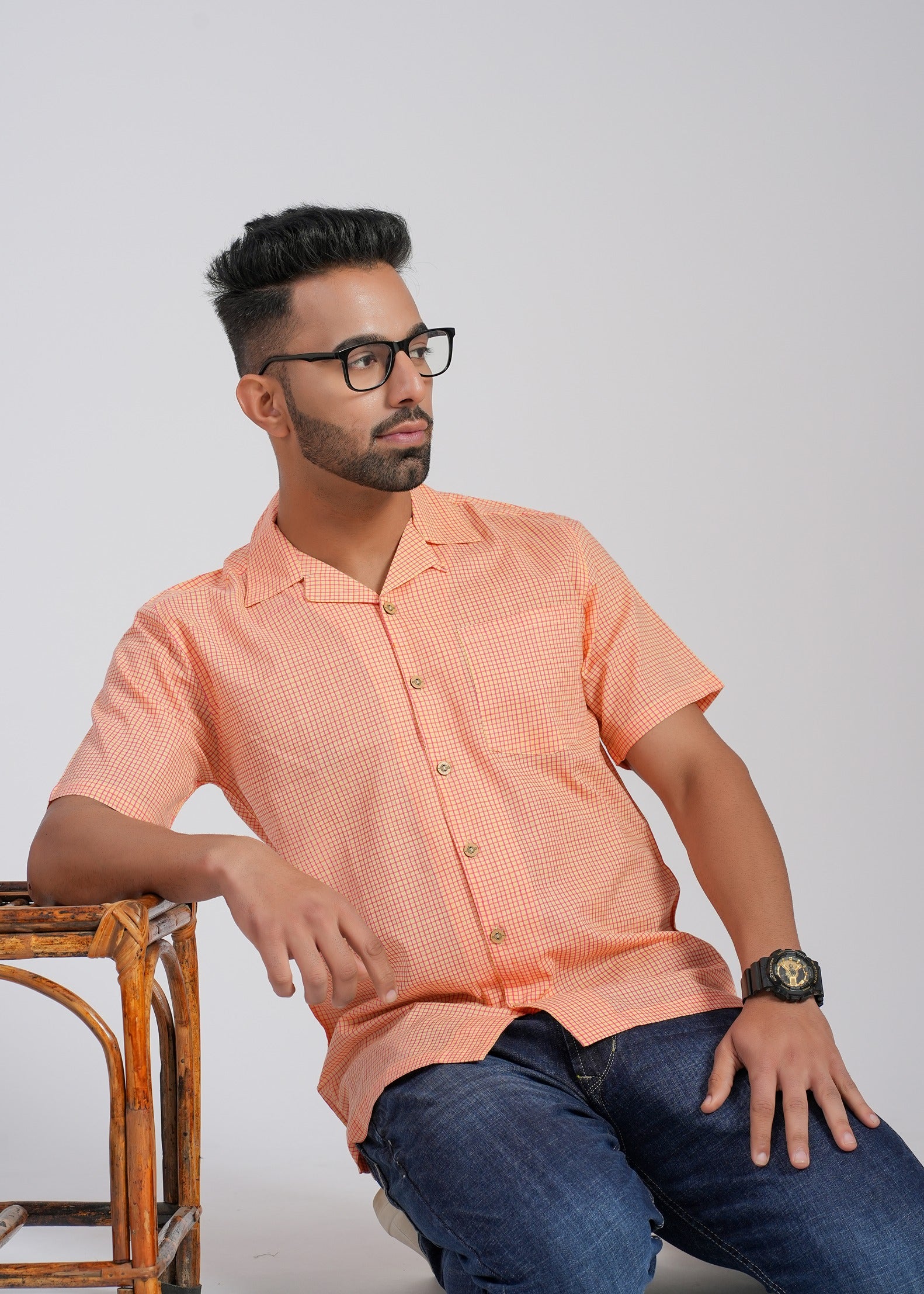 COTTON BLOCK PRINTED SLIM FIT SHIRT