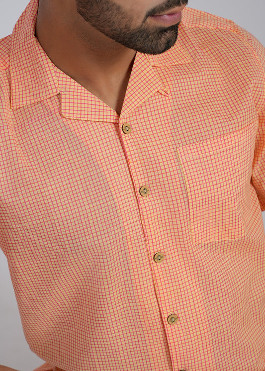 COTTON BLOCK PRINTED SLIM FIT SHIRT