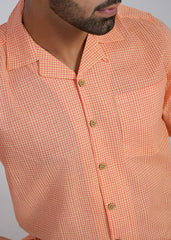 COTTON BLOCK PRINTED SLIM FIT SHIRT