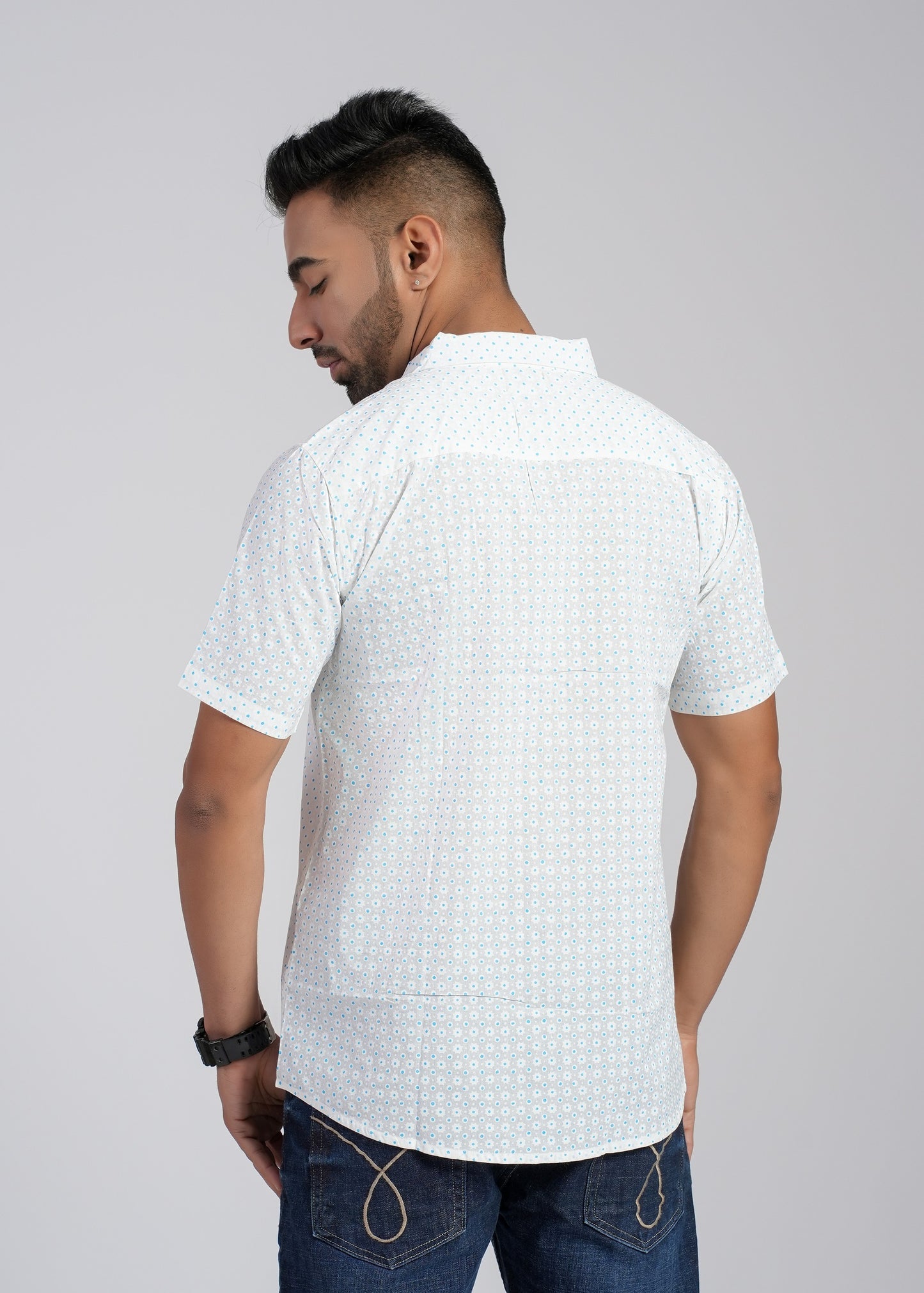 COTTON BLOCK PRINTED HALF SLEEVE SHIRT