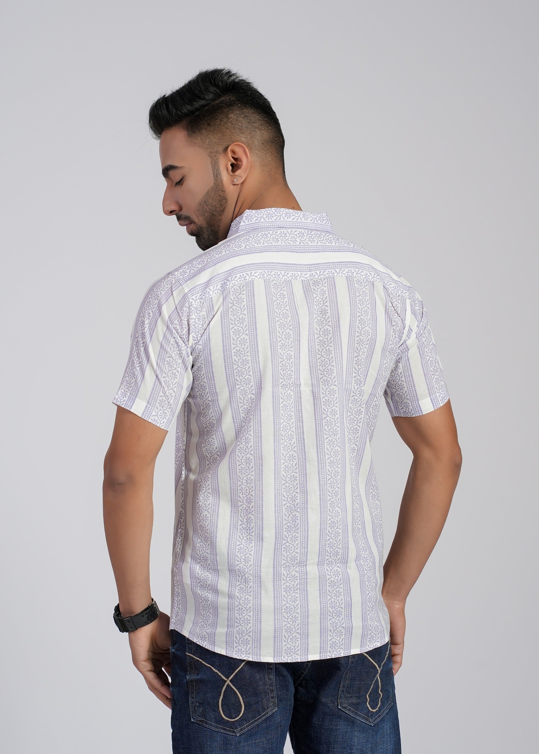 COTTON BLOCK PRINTED HALF SLEEVE SHIRT