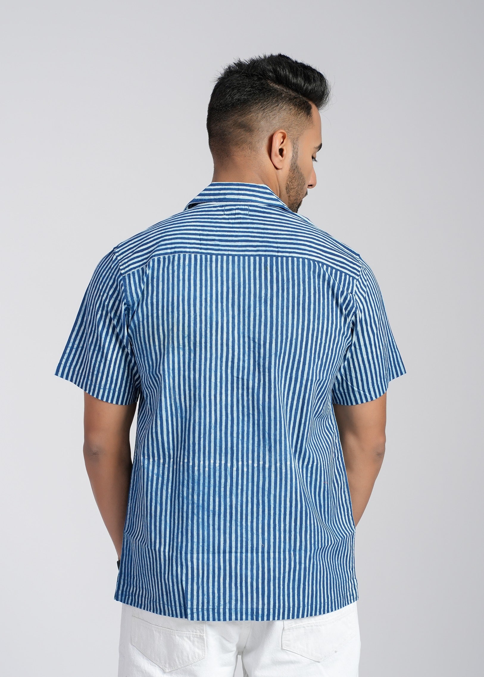 Natural Indigo Printed Half Sleeve Shirt