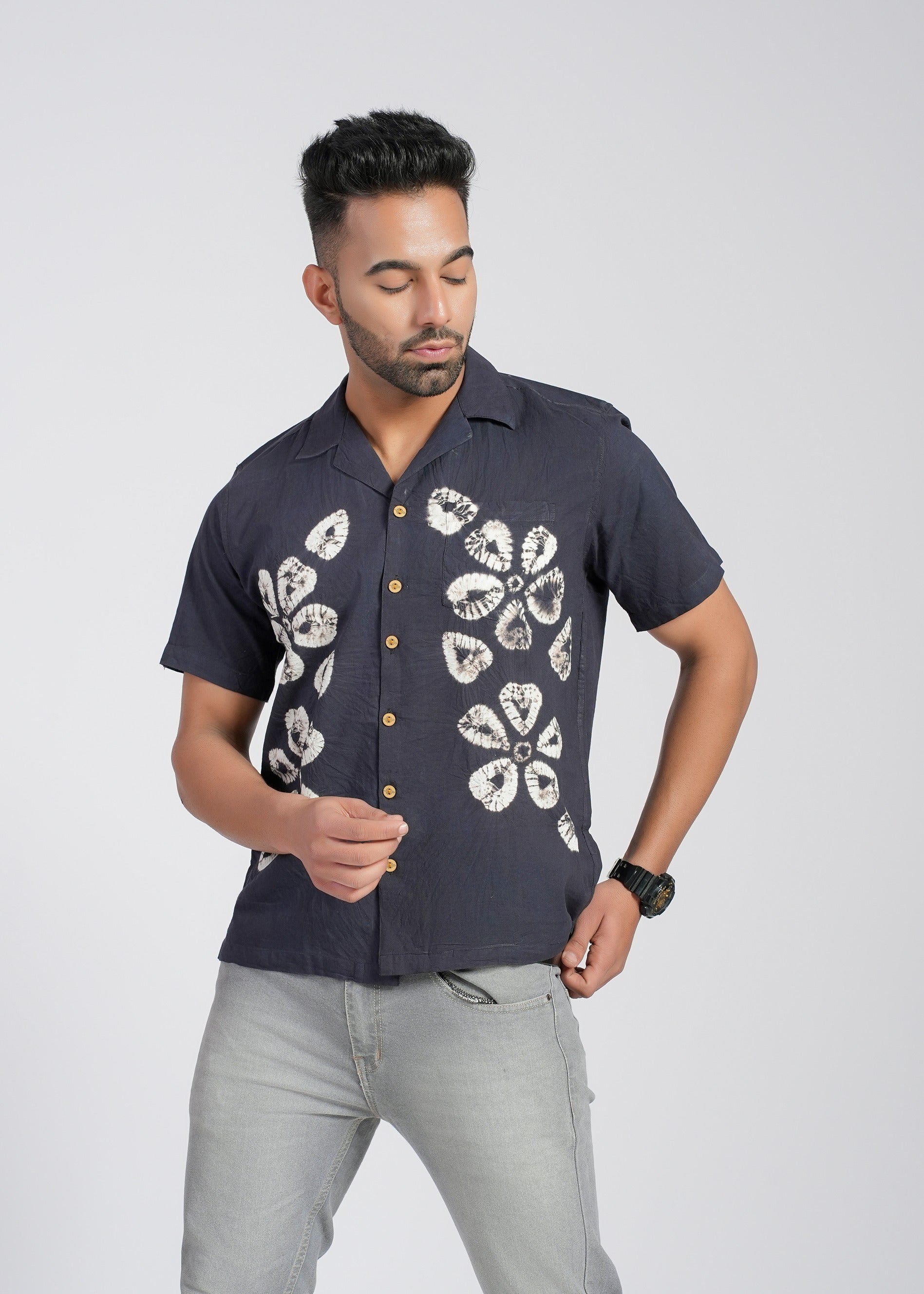 Cotton Shibori Hand Dyed Cotton Shirt