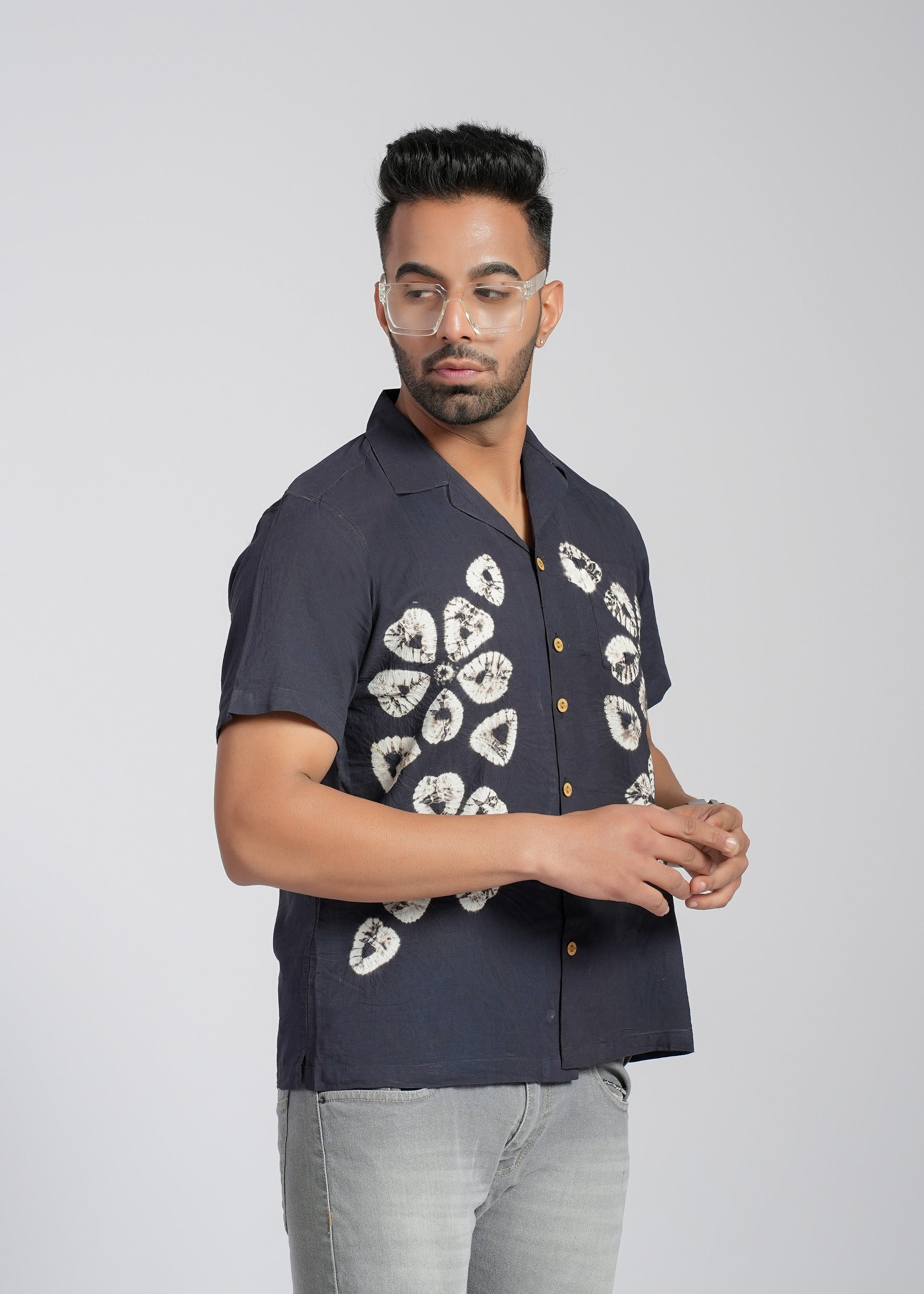 Cotton Shibori Hand Dyed Cotton Shirt