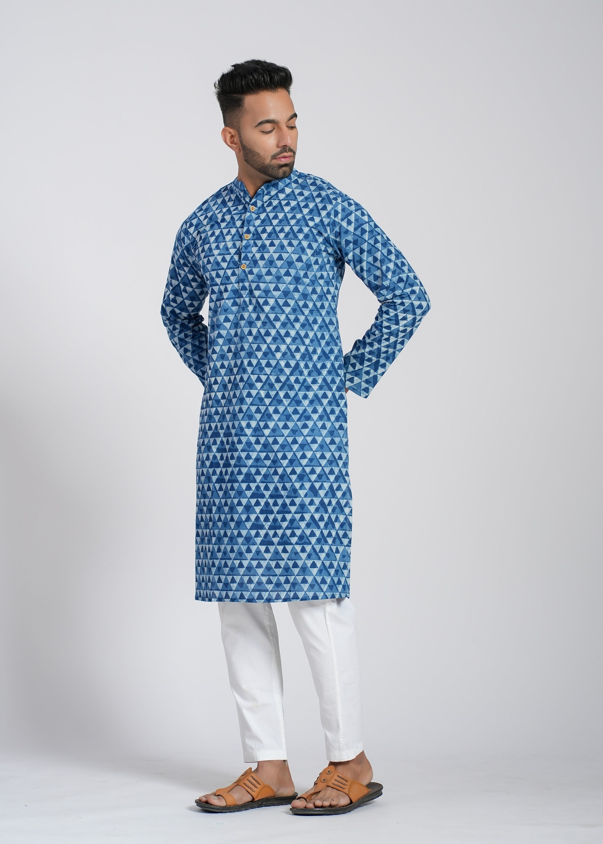 Natural Indigo Cotton Full Sleeve Kurtas