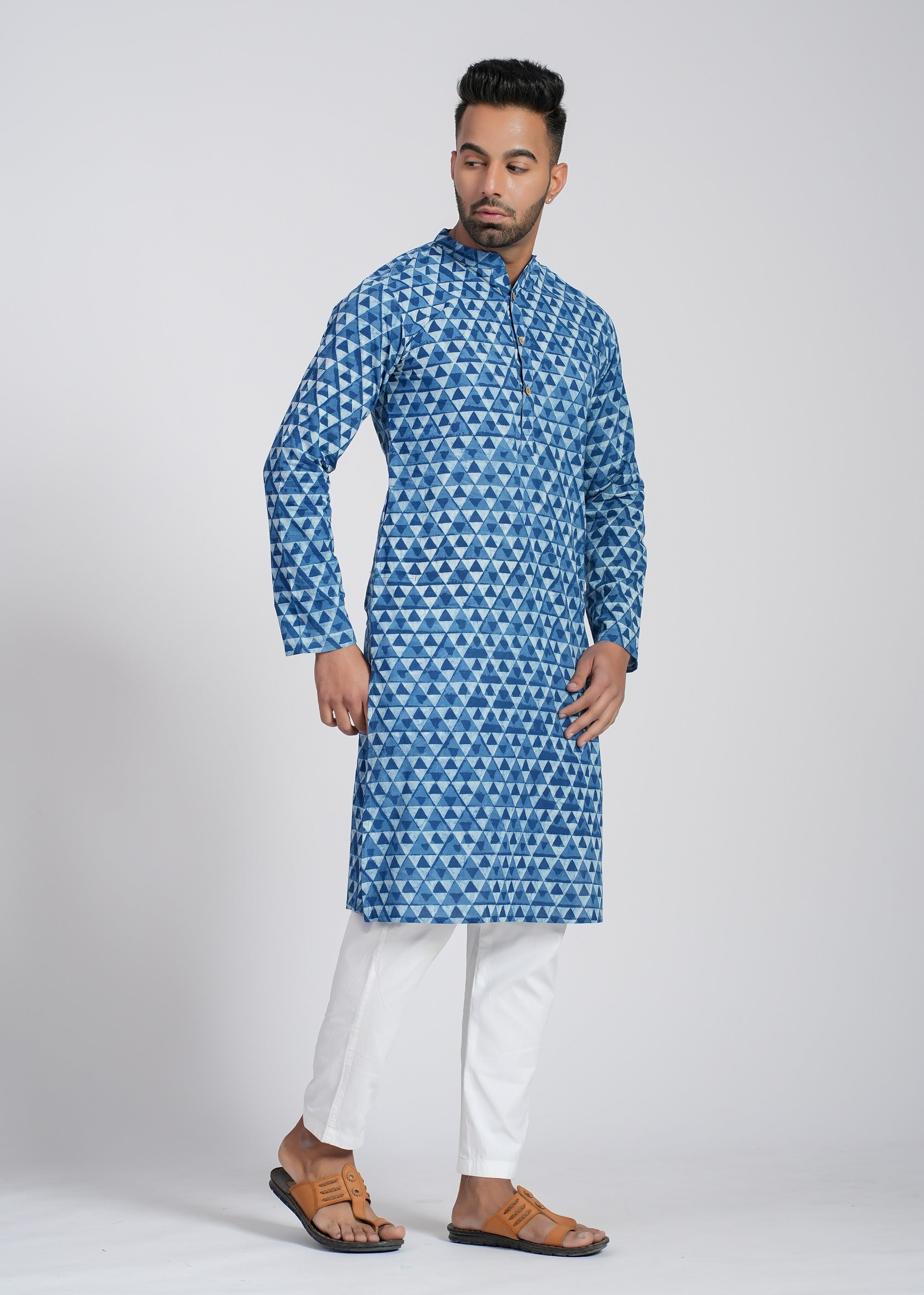 Natural Indigo Cotton Full Sleeve Kurtas