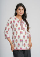 Block Printed Cotton Short Kurti