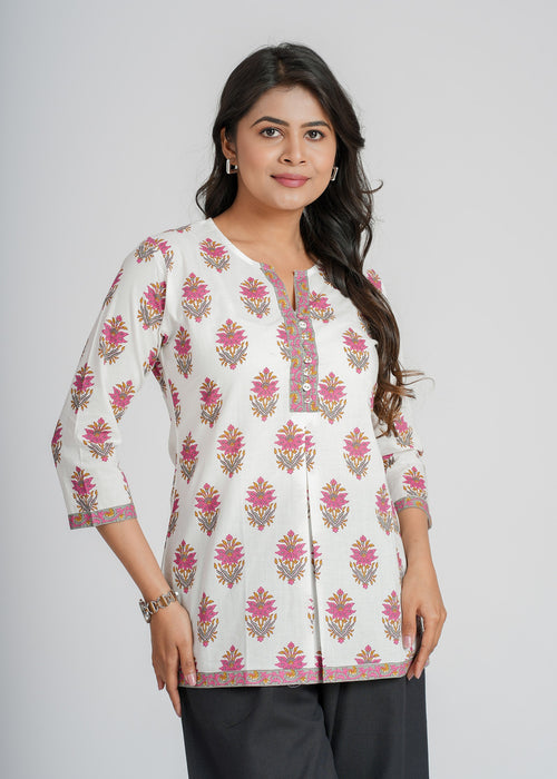 Block Printed Cotton Short Kurti