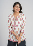 Block Printed Cotton Short Kurti