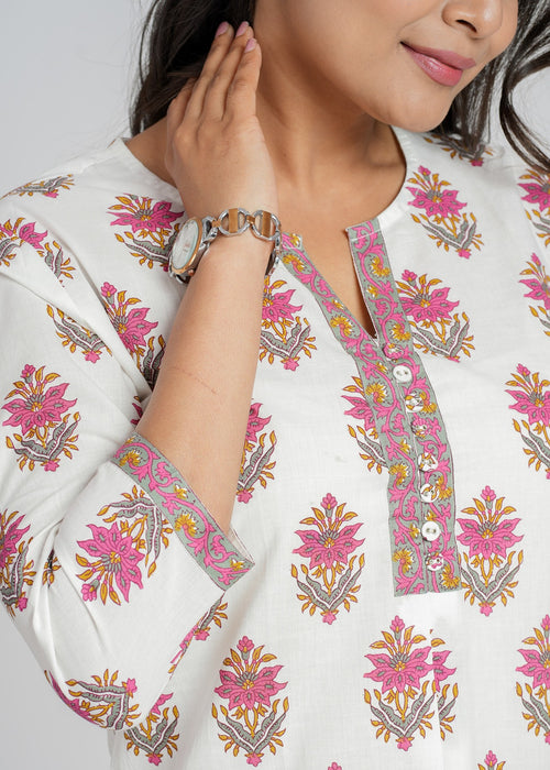 Block Printed Cotton Short Kurti
