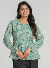 Gardenia Block Printed Short Top