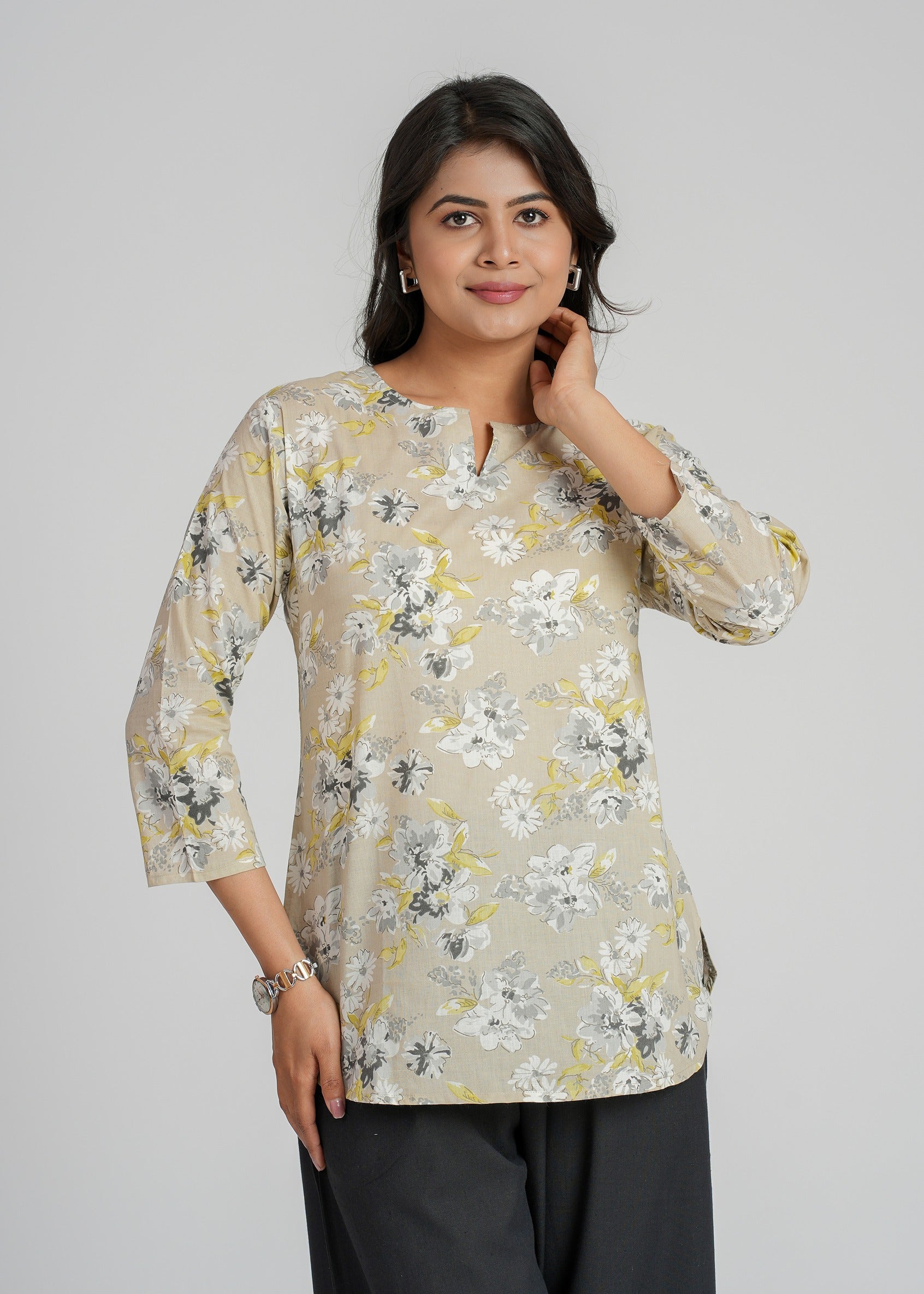 Block Printed Cotton Short Kurti