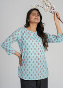 Block Printed Cotton Short Kurti