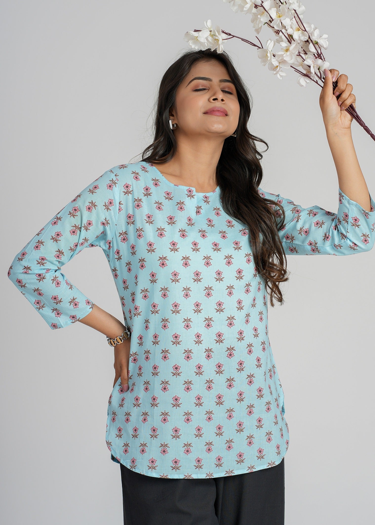 Block Printed Cotton Short Kurti