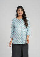 Block Printed Cotton Short Kurti