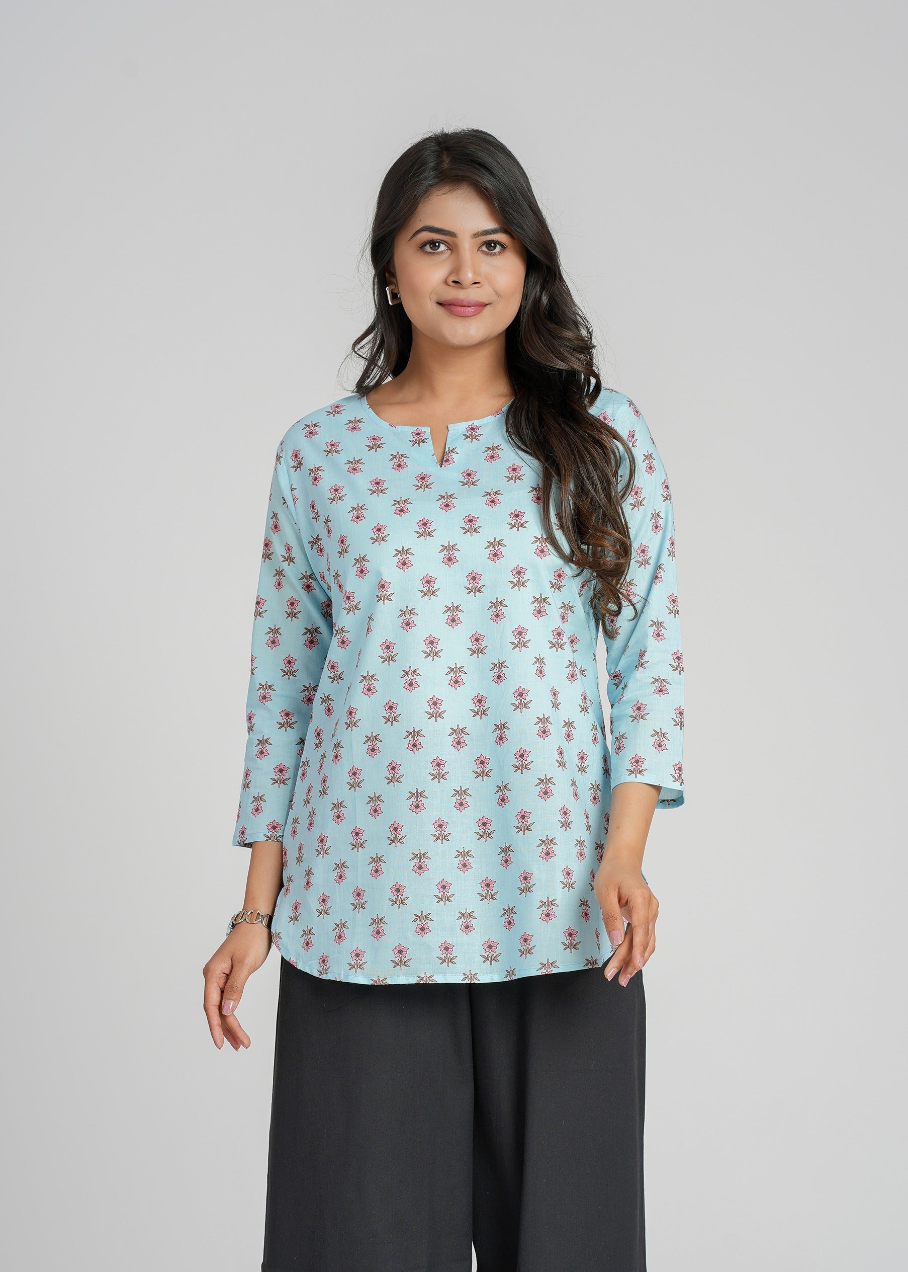 Block Printed Cotton Short Kurti