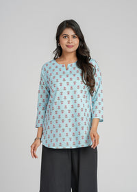 Block Printed Cotton Short Kurti