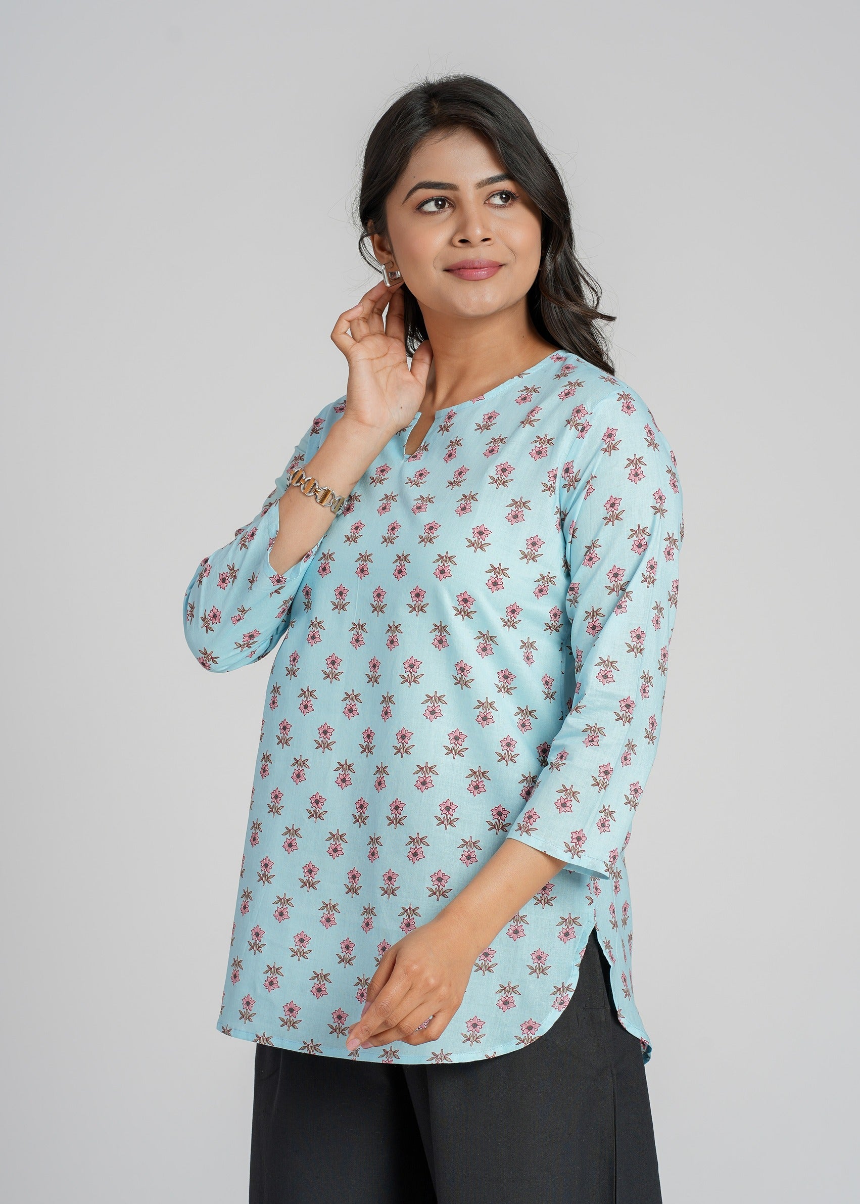 Block Printed Cotton Short Kurti