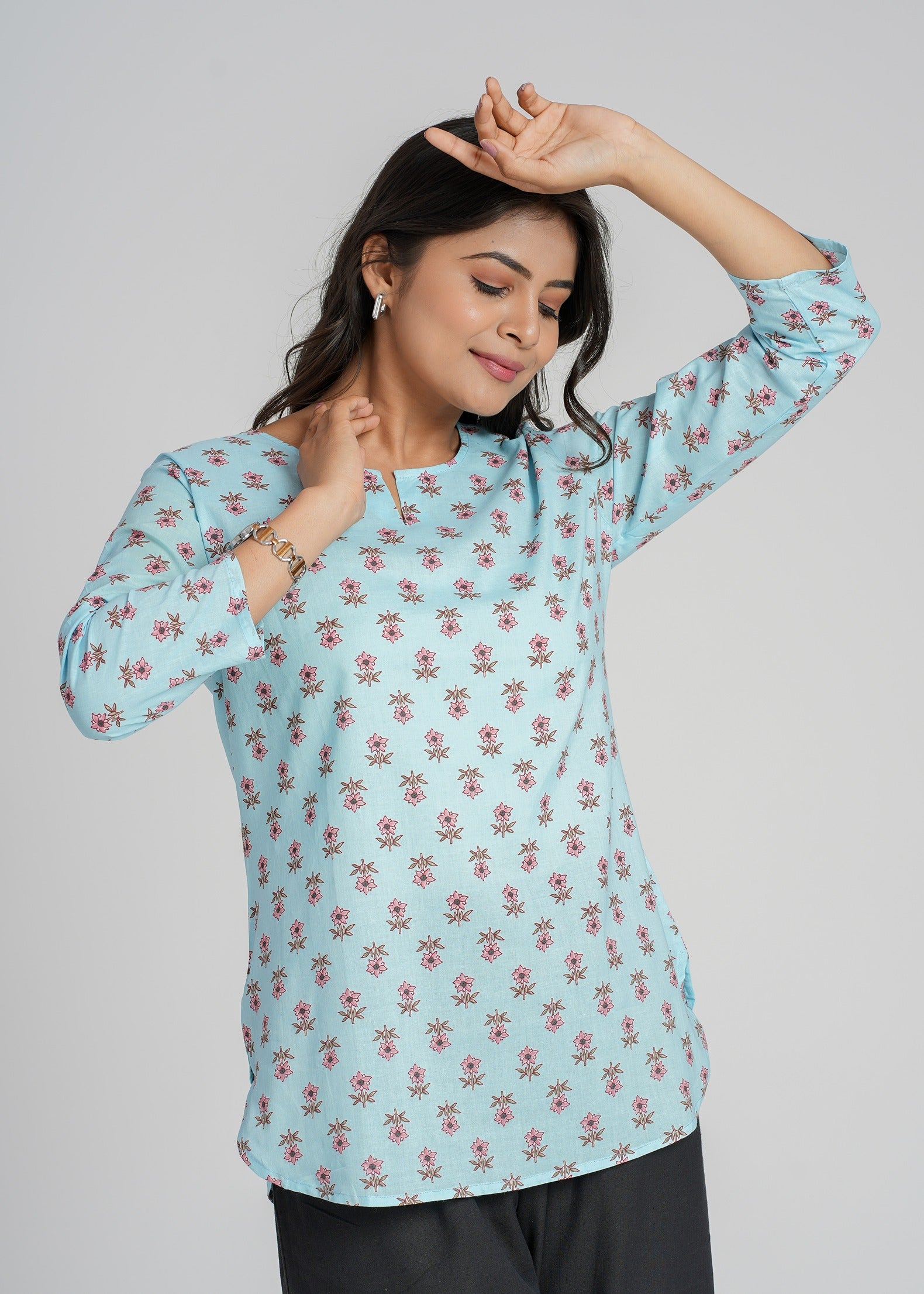 Block Printed Cotton Short Kurti