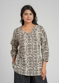 Block Printed Cotton Short Kurti