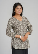 Block Printed Cotton Short Kurti