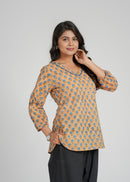 Block Printed Cotton Short Kurti