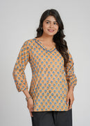 Block Printed Cotton Short Kurti