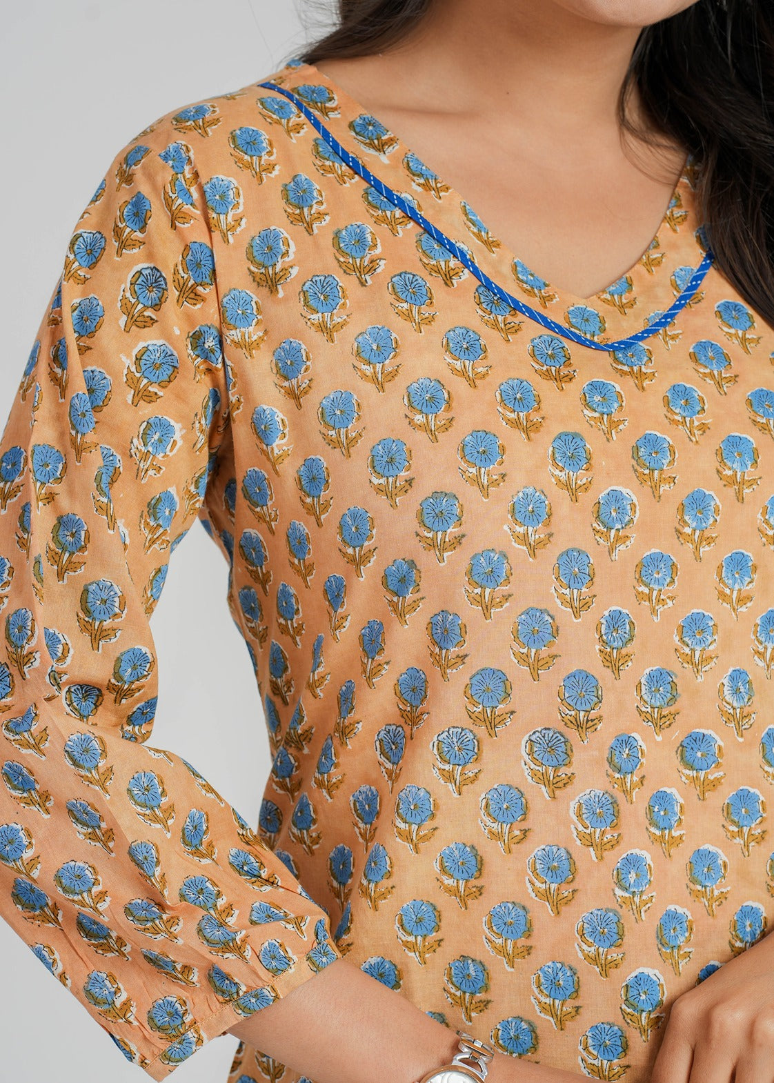 Block Printed Cotton Short Kurti