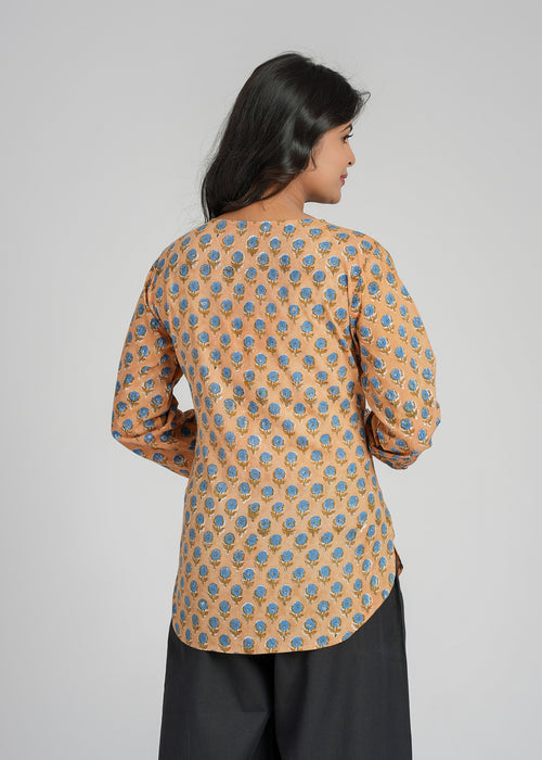 Block Printed Cotton Short Kurti