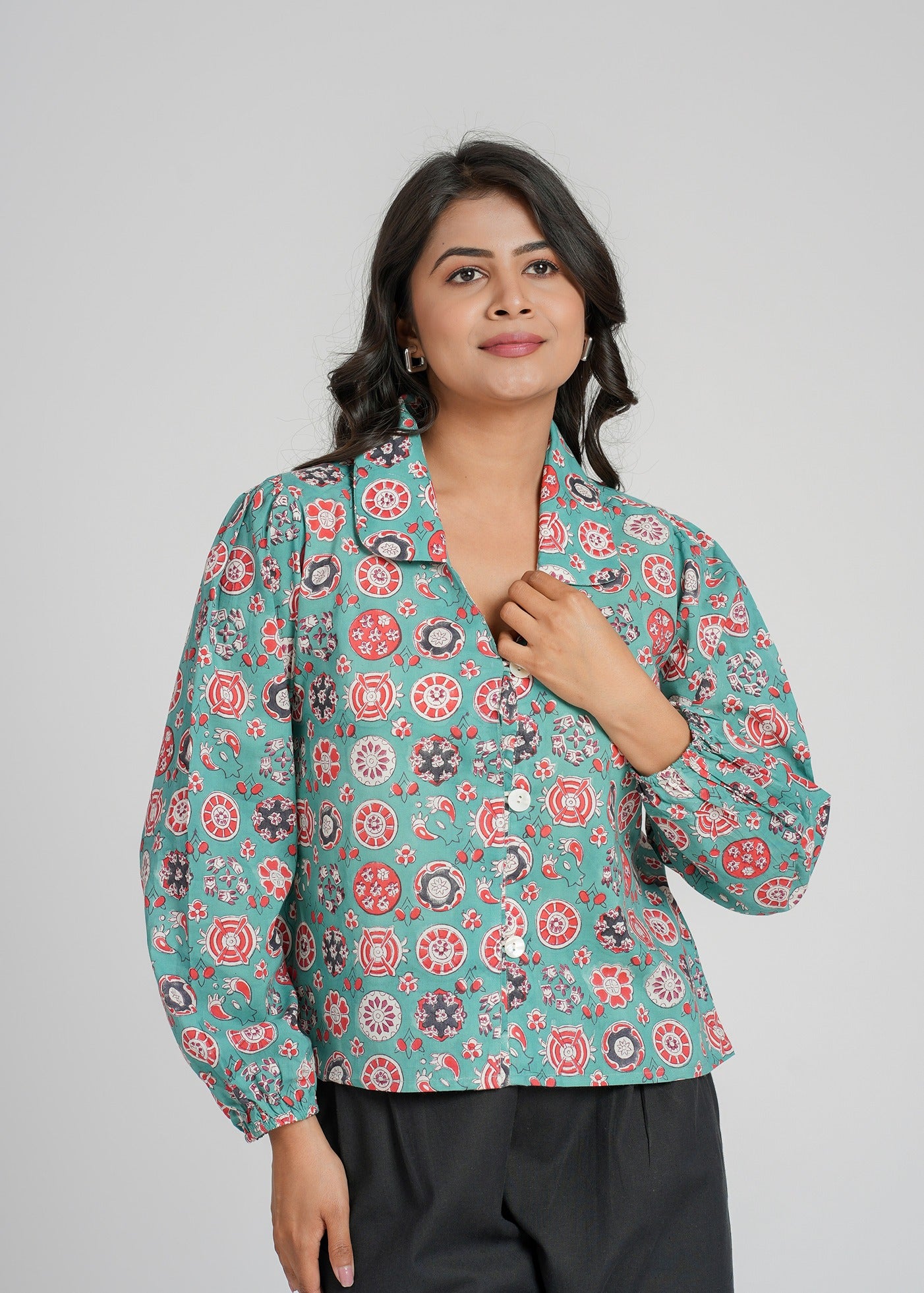 Women’s Cotton Block Printed Short Top