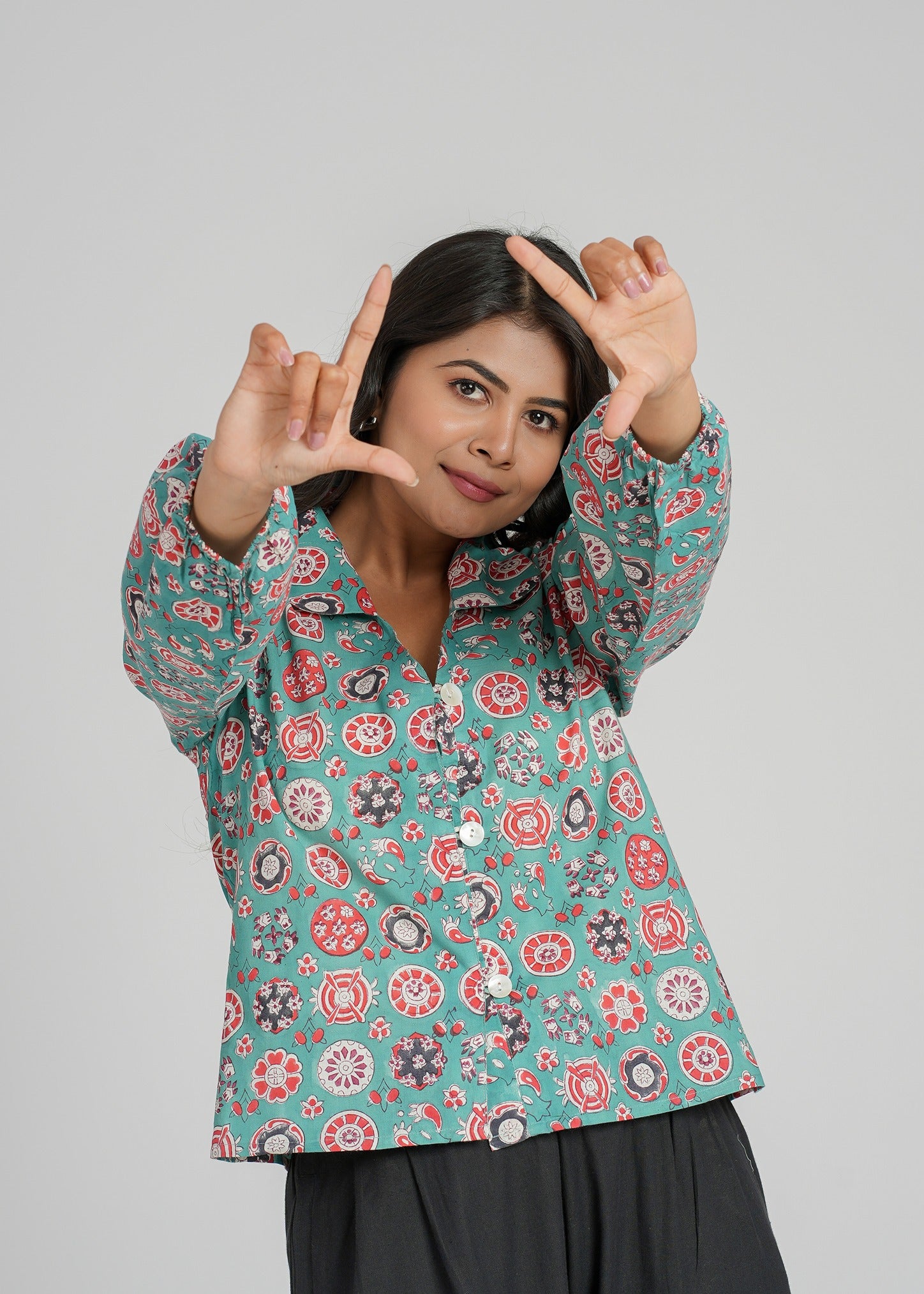 Women’s Cotton Block Printed Short Top